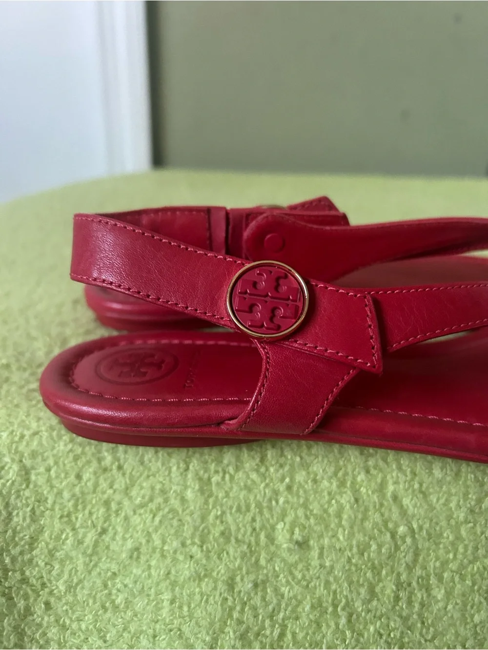 Tory Burch Red Leather Slingback Thong Sandals Sz 8